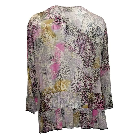 Attitudes by Renee Women's Top Plus Sz 2X Mesh Printed Peasant-Hem Pink A570437 - Picture 2 of 5